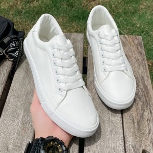 รองเท้าผ้าใบหนังนิ่มสีขาว รองเท้าผ้าใบแฟชั่น รองเท้าผู้ชาย รองเท้าผู้หญิง unisex ไซส์ 35-44 สินค้าพร้อมส่ง